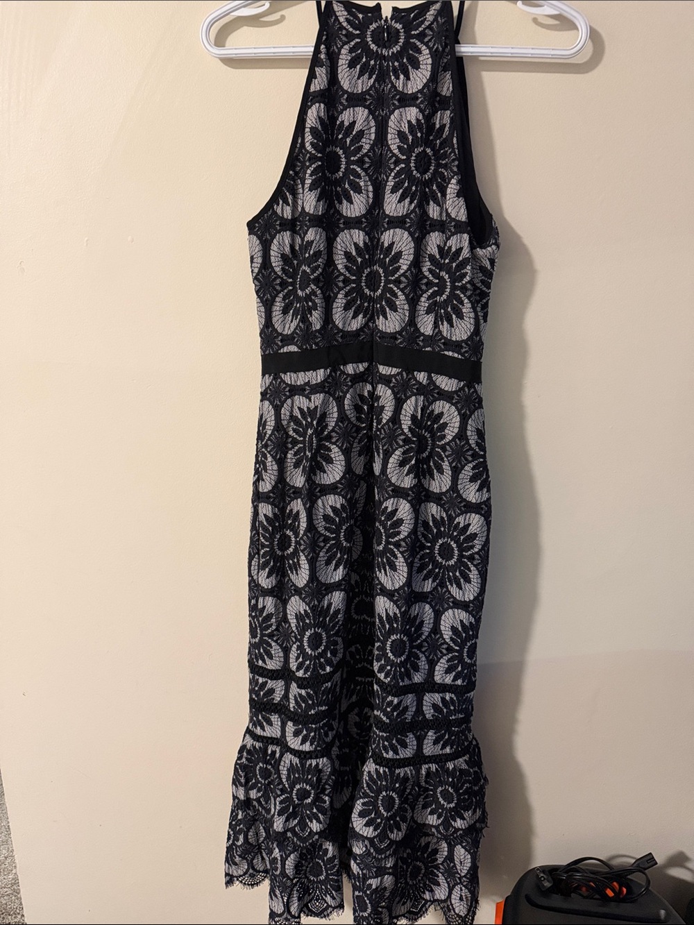 Banana Republic Black and White Lace Midi Dress